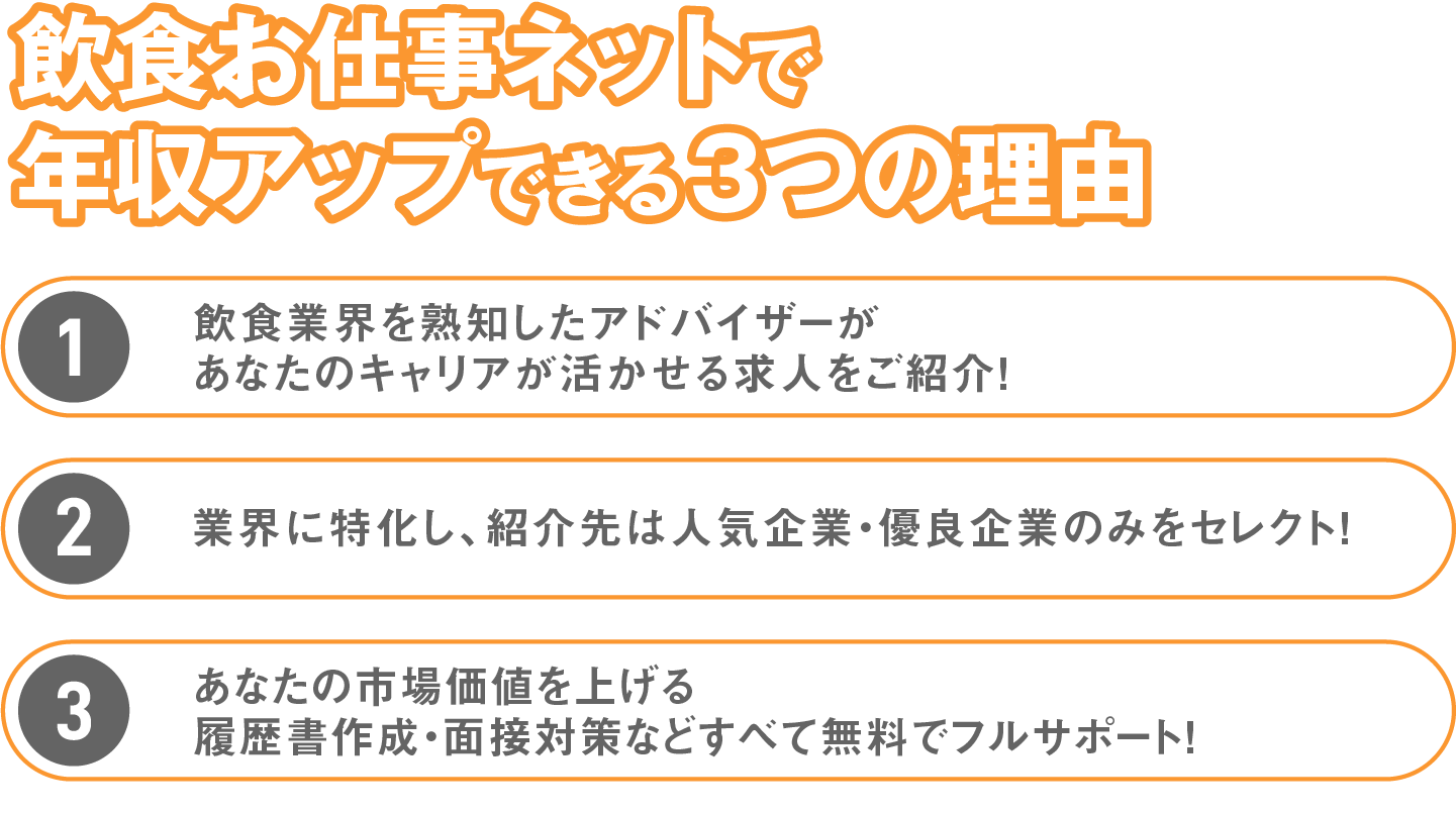 飲食お仕事ネットで年収アップできる３つの理由